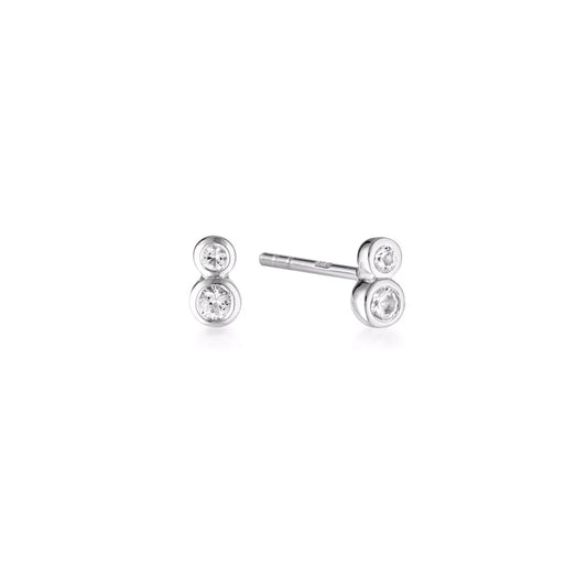 Duo Stud Earrings - White Topaz
