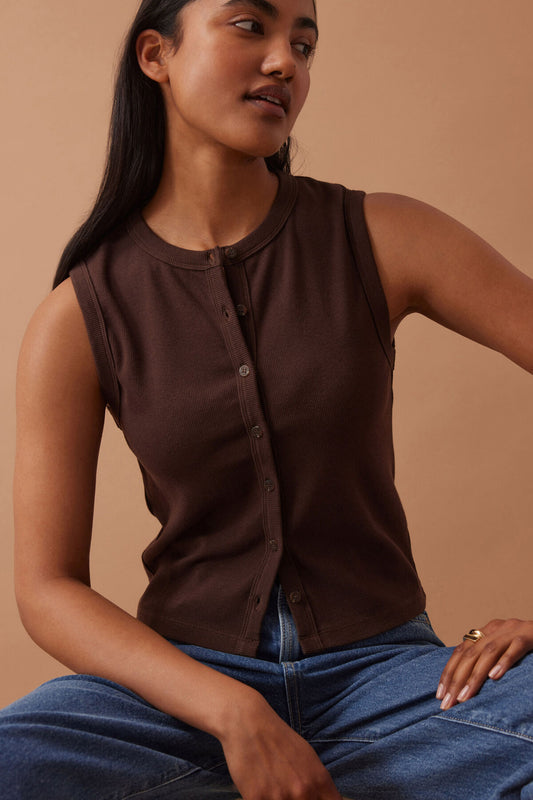 Lyla Button Through Rib Tank