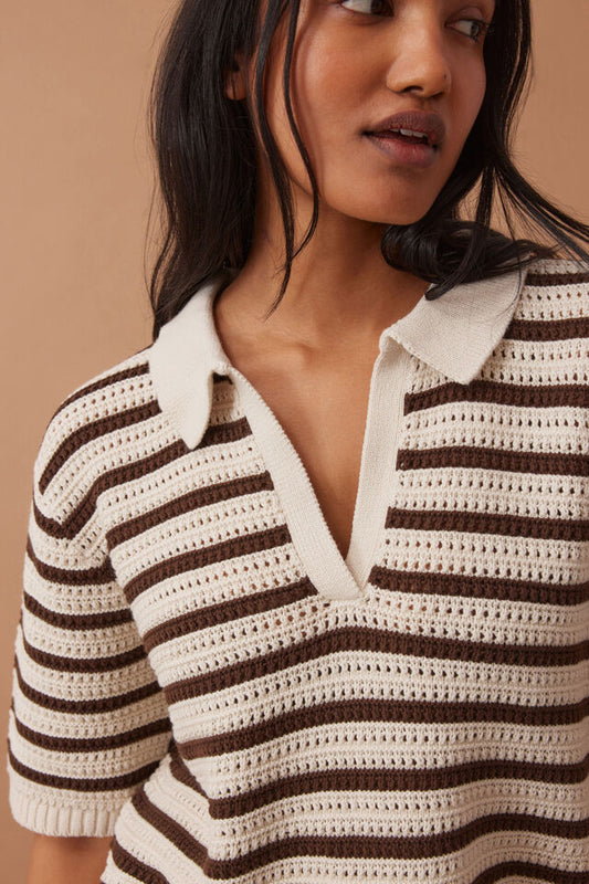 Molly Textured Stripe Short Sleeve Knit Tunic