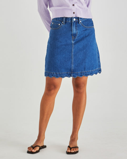 Vale Scalloped Denim Skirt