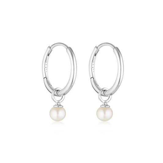 Pearl Charm Huggie Hoop Earrings