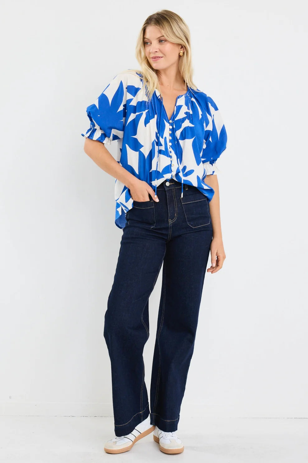 Antic Abstract Button Front SS Top - Salt & Sand Clothing