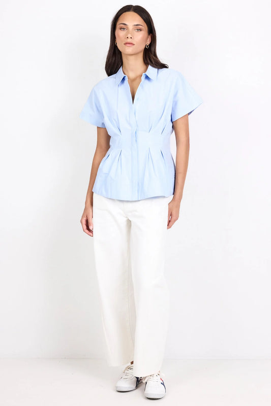 Astute Short Sleeve Corset Detail Shirt - Salt & Sand Clothing