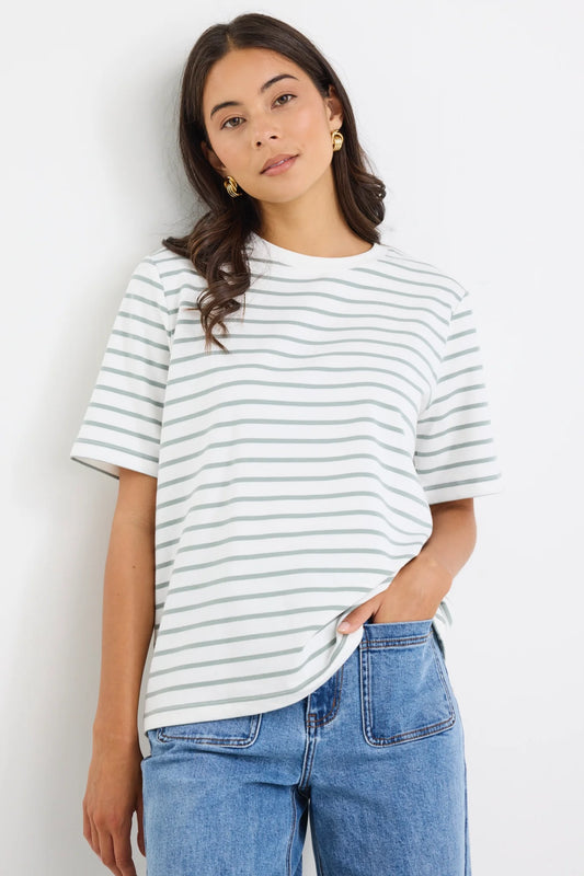 Binding Stripe Boxy Fit Tee