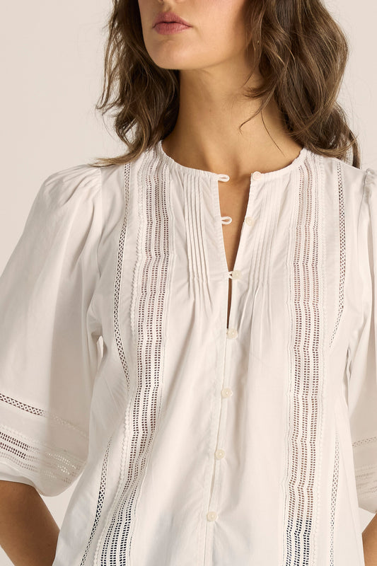 Freya Lace Trim Blouse - Salt & Sand Clothing