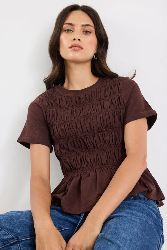 Neat Shirred Detail SS Tee - Salt & Sand Clothing