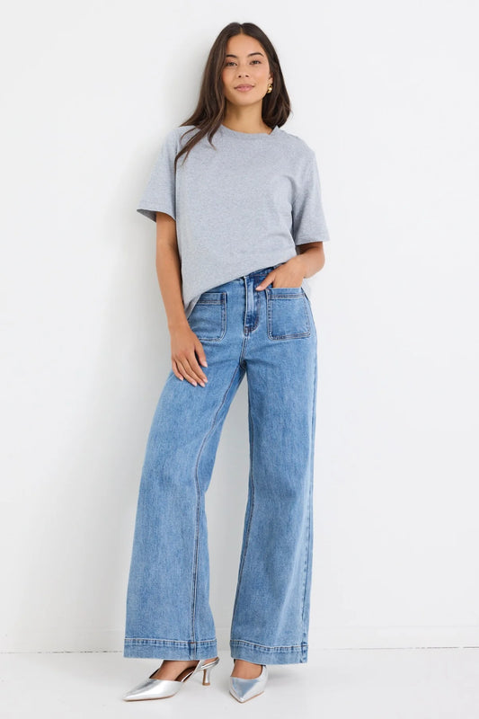 Zoey High Rise Wide Leg Pocket Jean - Salt & Sand Clothing