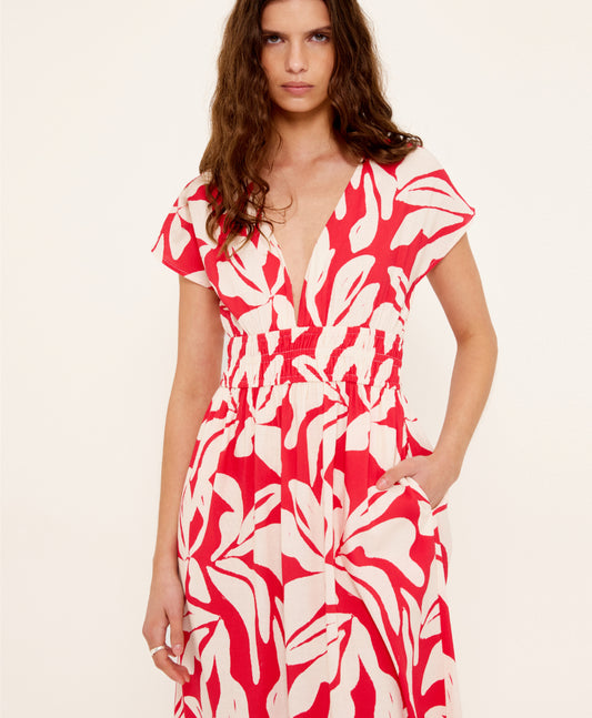 Serata Shirred Midi Dress