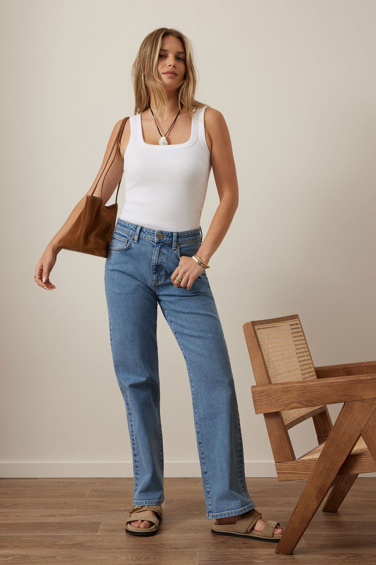 Zaeli Contour Rib Square Neck Tank