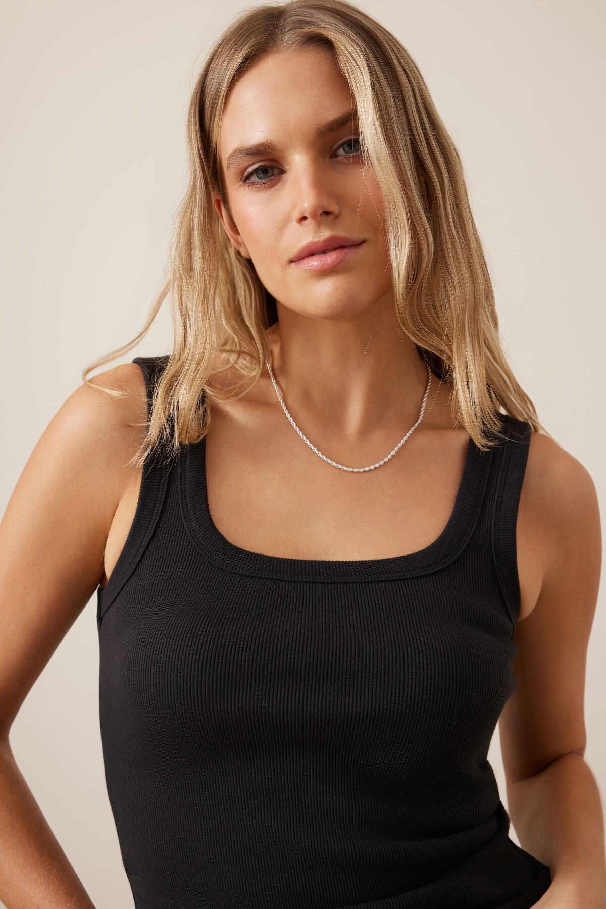 Zaeli Contour Rib Square Neck Tank