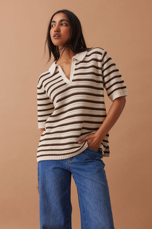 Molly Textured Stripe Short Sleeve Knit Tunic