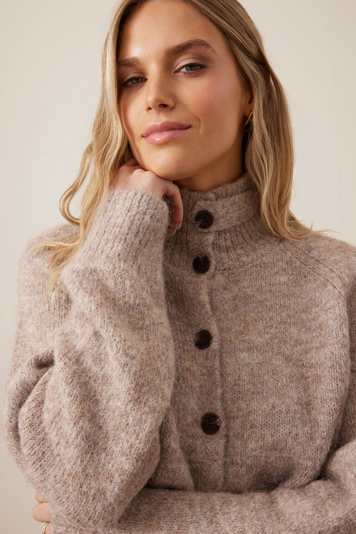 Riley Funnel Neck Tab Cardi - Salt & Sand Clothing