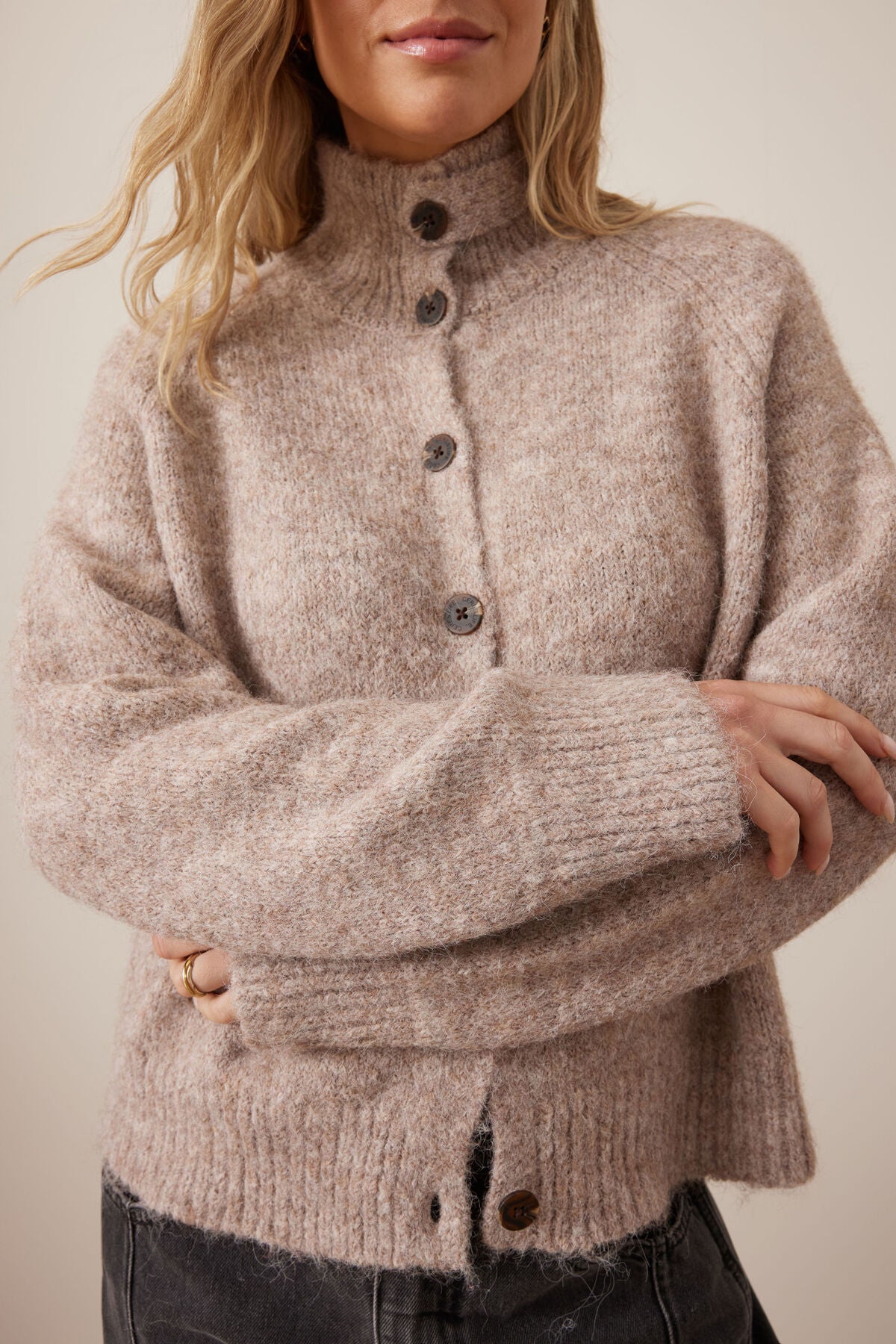 Riley Funnel Neck Tab Cardi - Salt & Sand Clothing