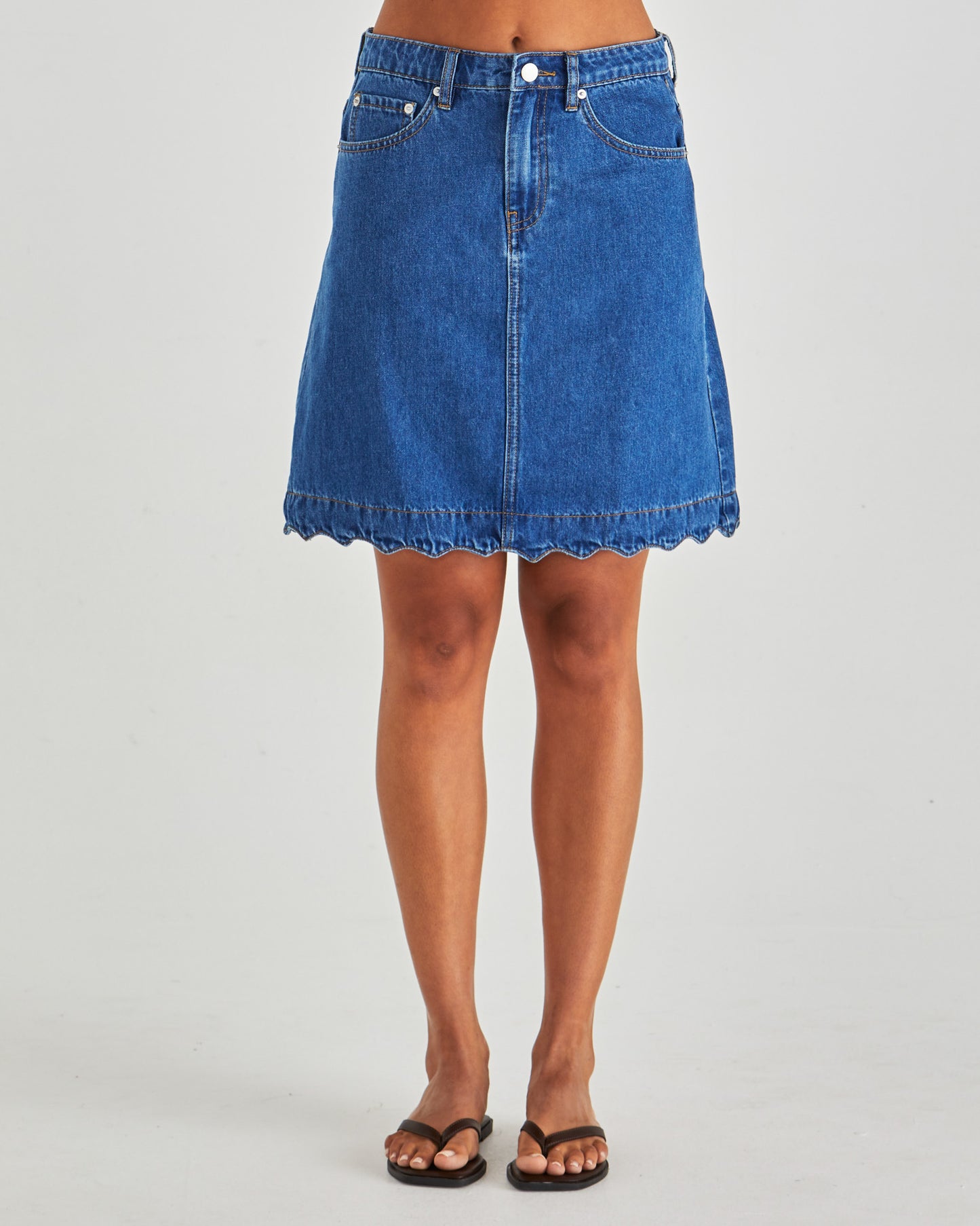 Vale Scalloped Denim Skirt