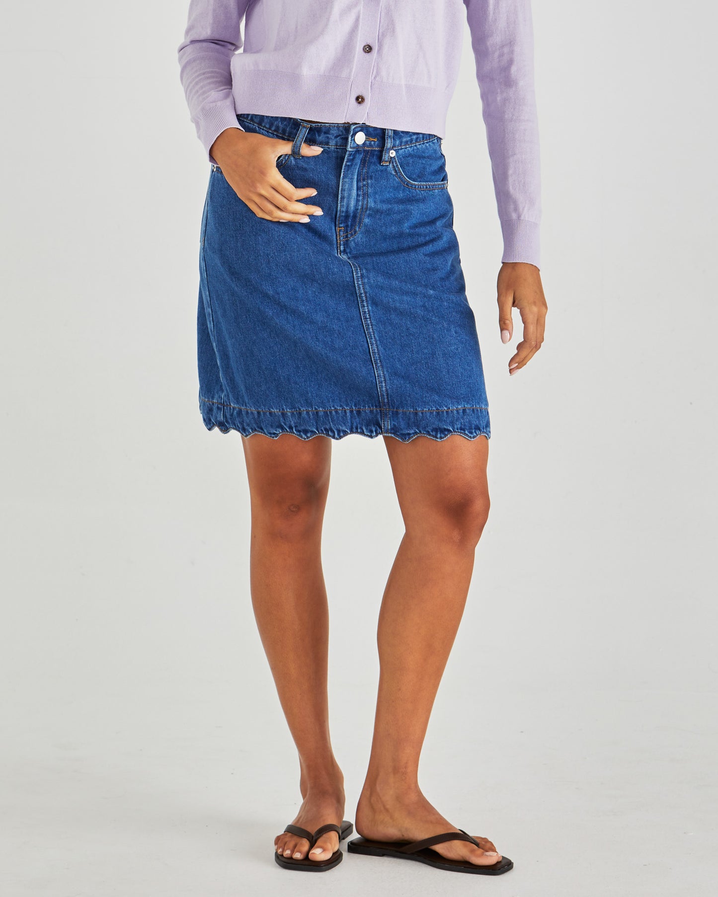 Vale Scalloped Denim Skirt