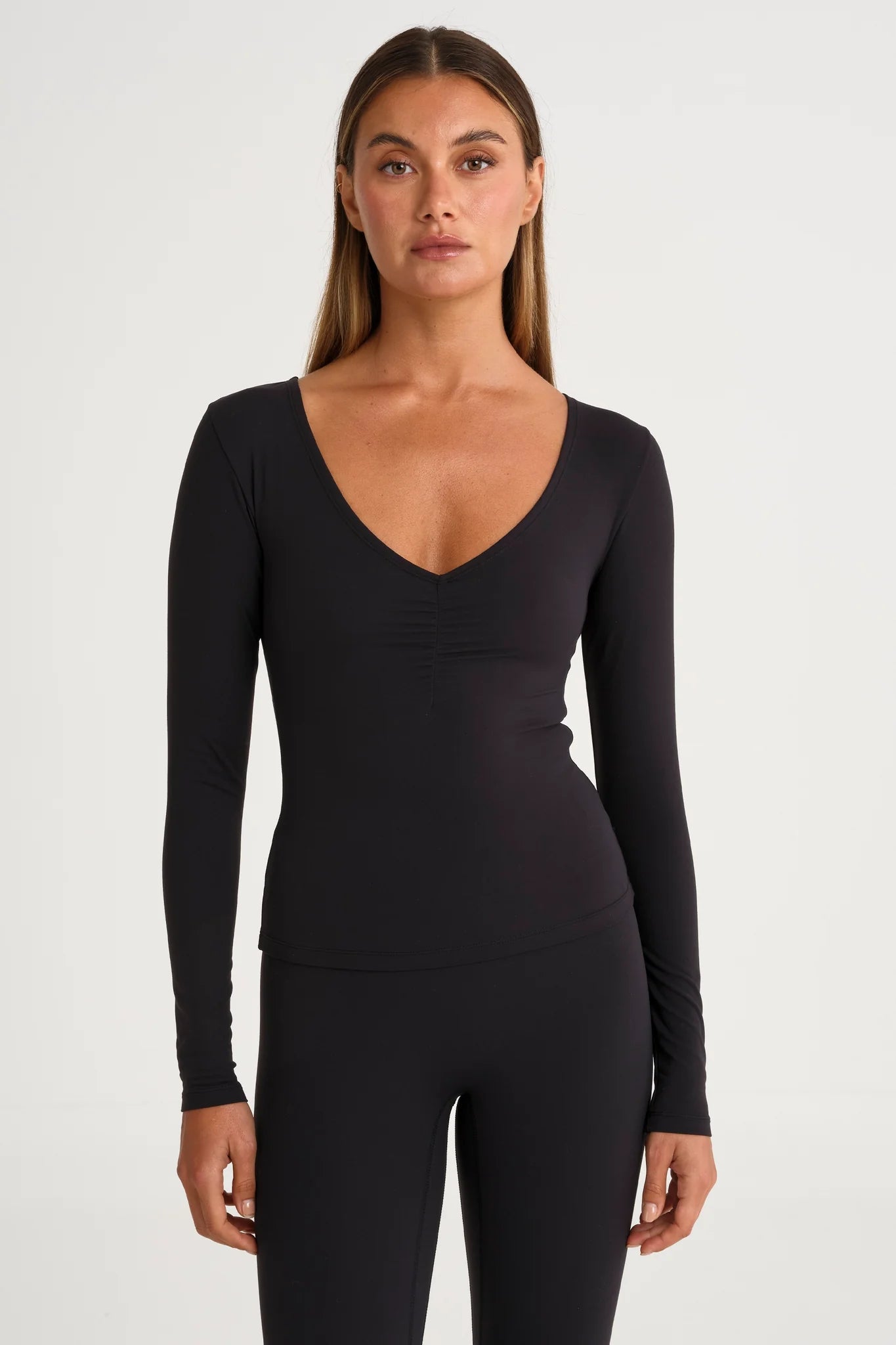 CloudCore Lite Ruched V-Neck Long Sleeve - Salt & Sand Clothing