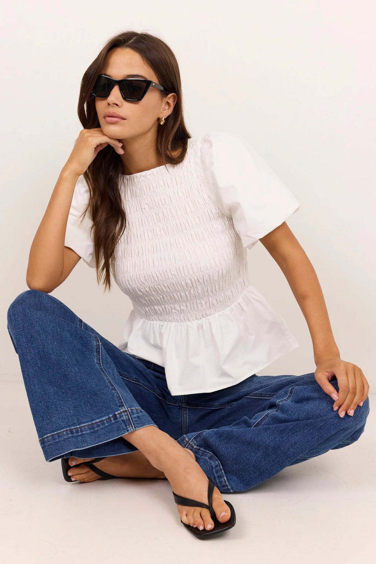 Artifact Shirred Bubble Sleeve Top