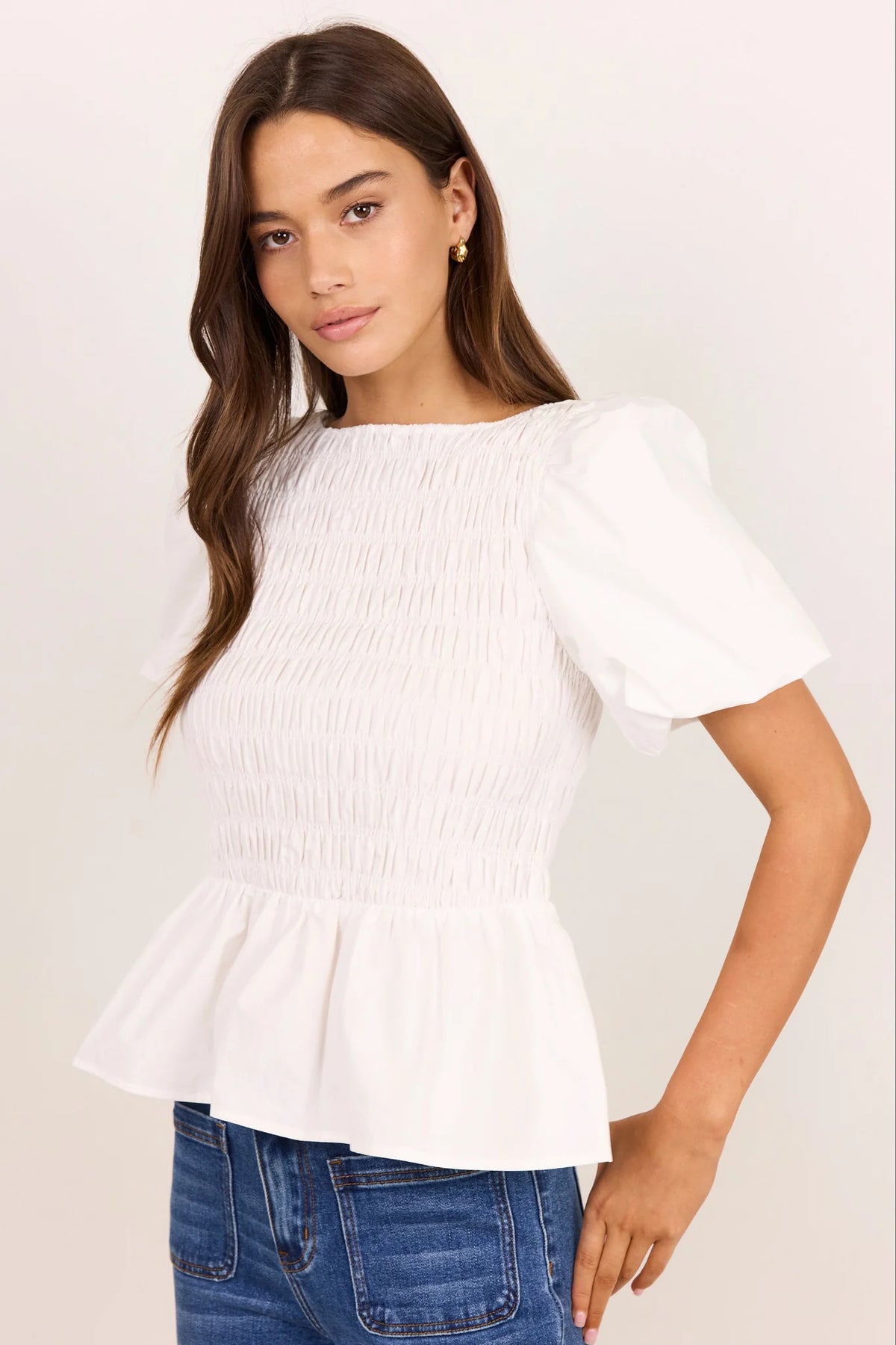 Artifact Shirred Bubble Sleeve Top