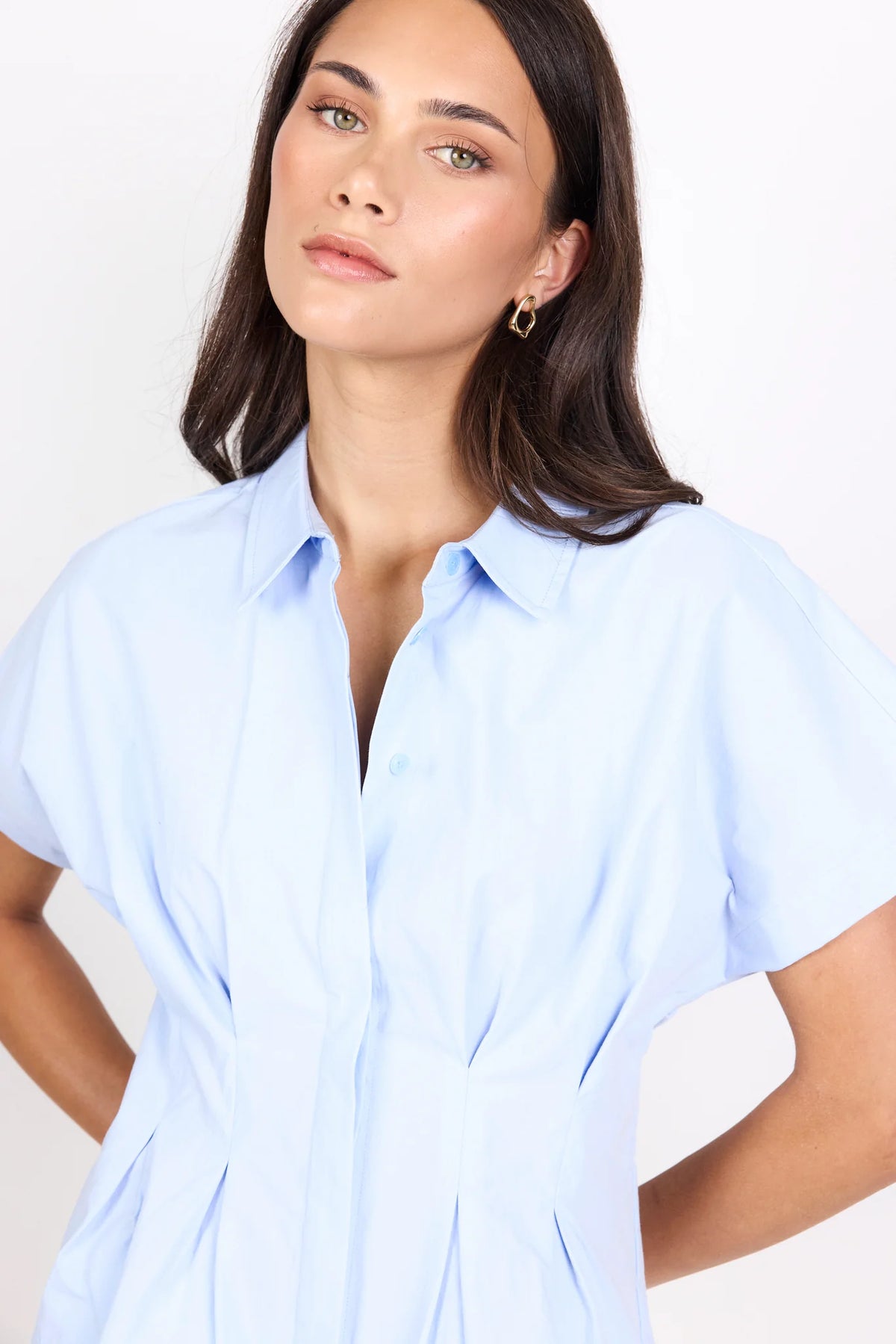 Astute Short Sleeve Corset Detail Shirt - Salt & Sand Clothing