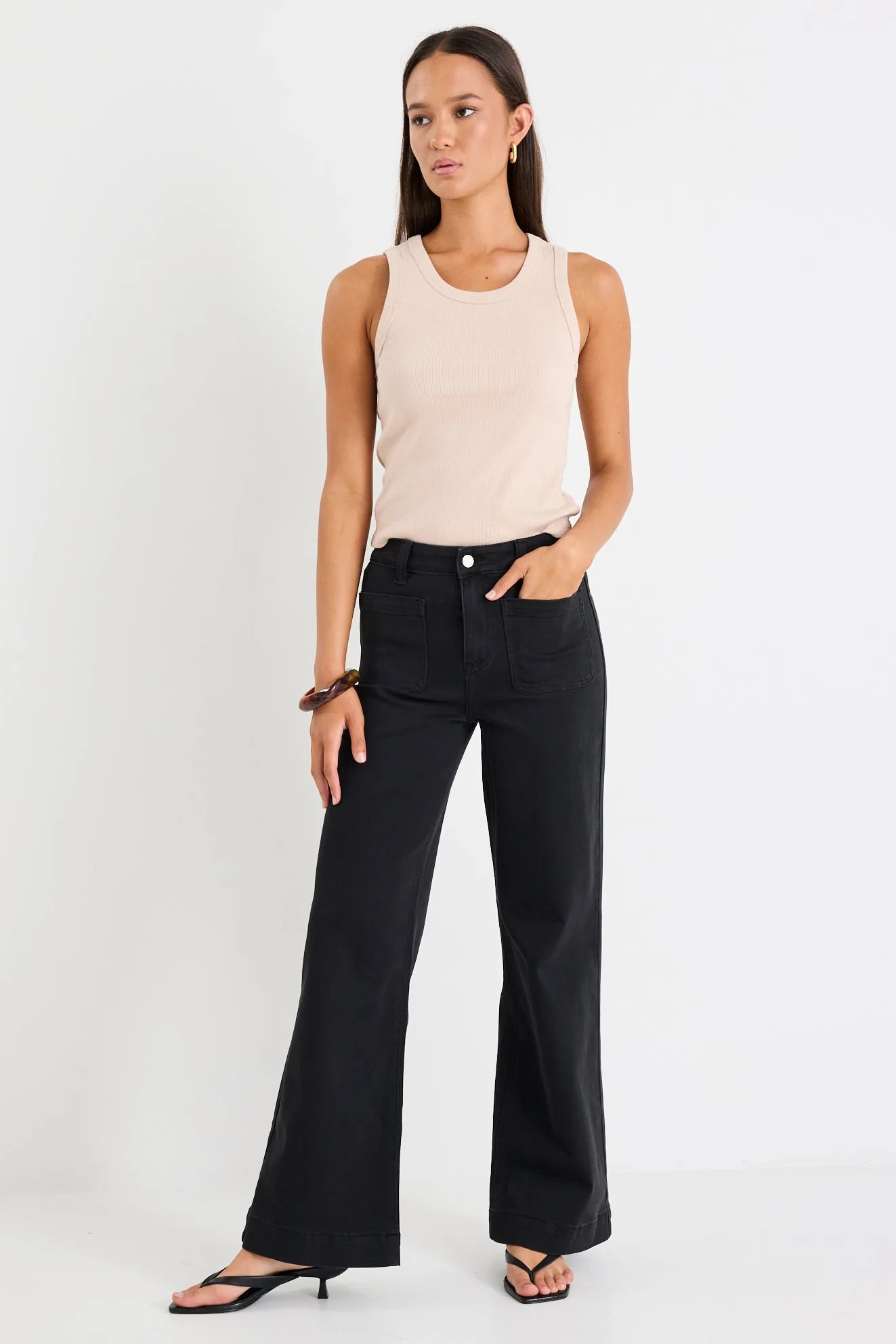 Zoey High Rise Wide Leg Pocket Jean - Salt & Sand Clothing