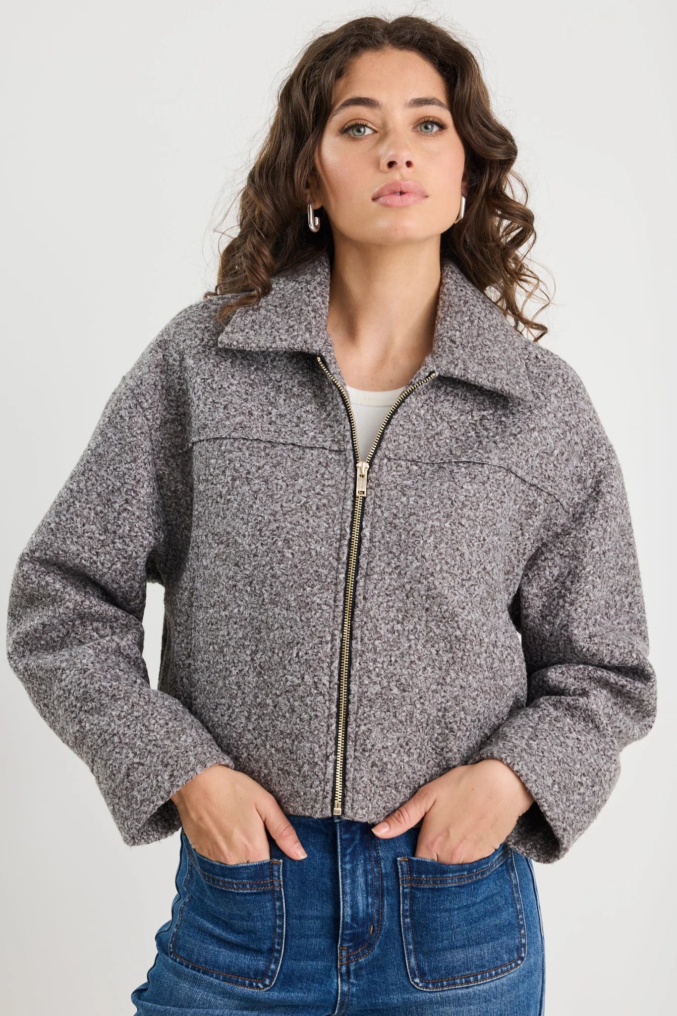Dune Boucle Zip Front Jacket - Salt & Sand Clothing