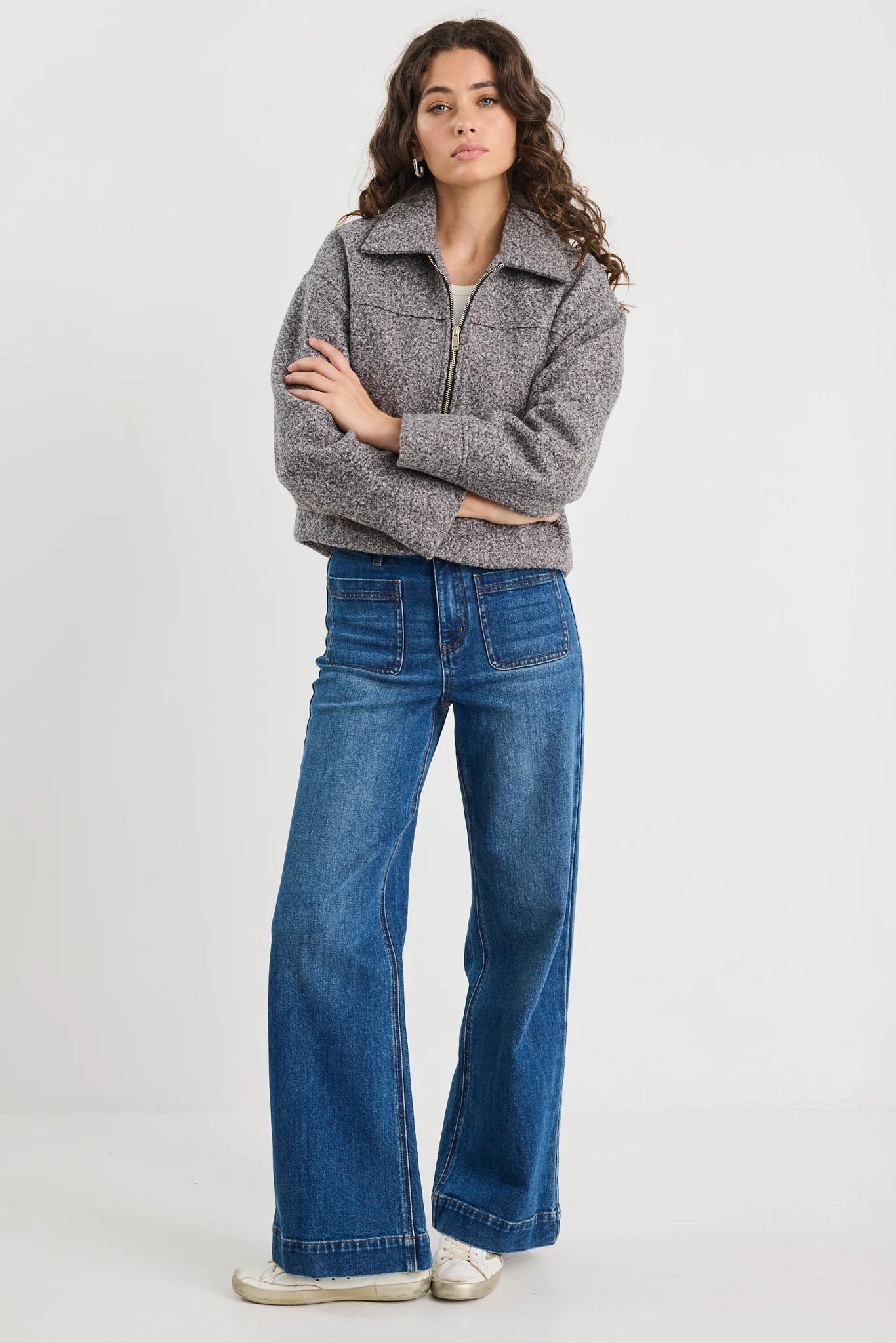 Dune Boucle Zip Front Jacket - Salt & Sand Clothing