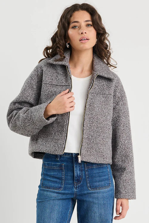 Dune Boucle Zip Front Jacket - Salt & Sand Clothing