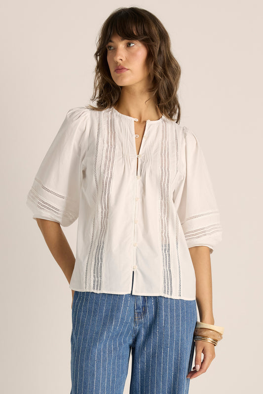 Freya Lace Trim Blouse - Salt & Sand Clothing