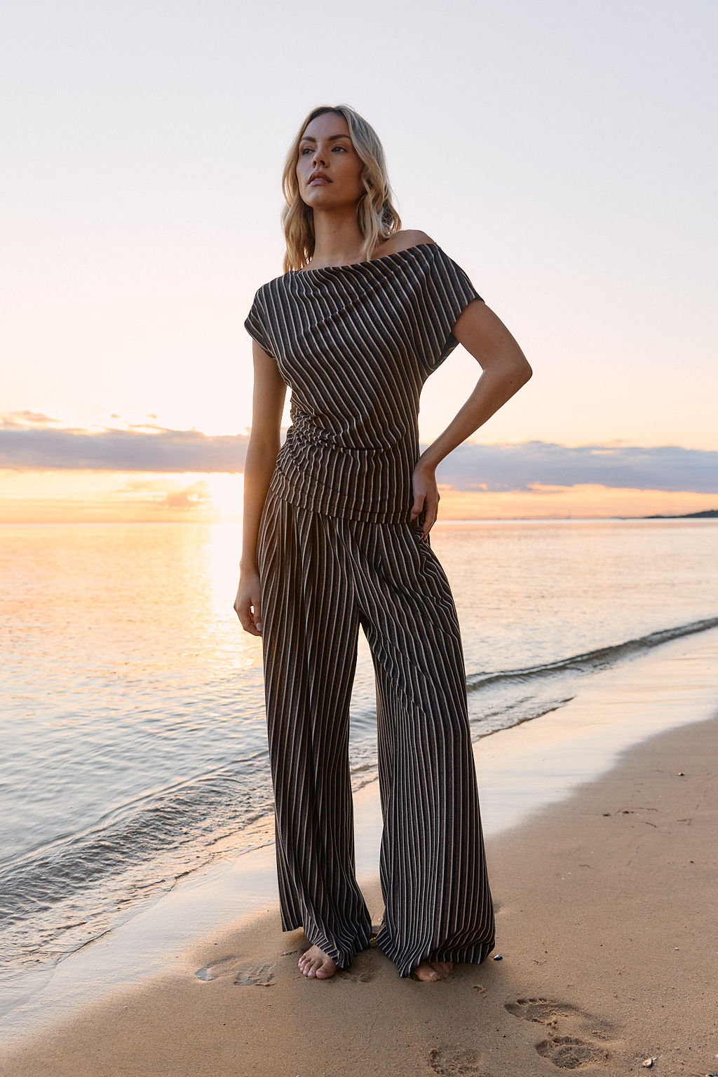 Everlyn Metallic Jersey Top - Salt & Sand Clothing