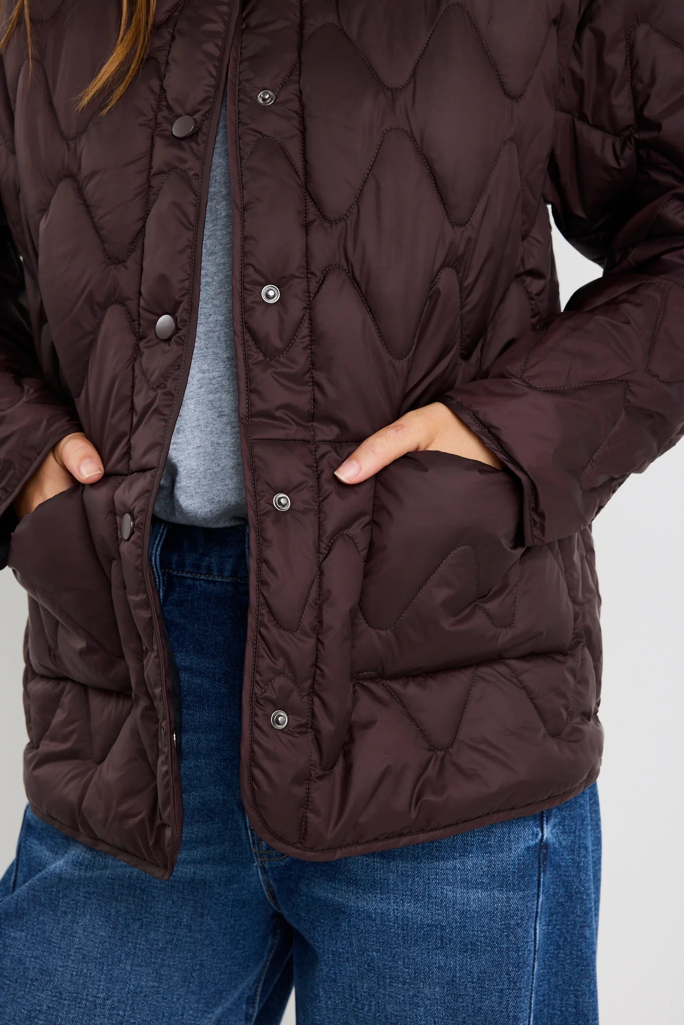 Frankly Boxy Snap Front Collarless Quilted Puffer Jacket - Salt & Sand Clothing