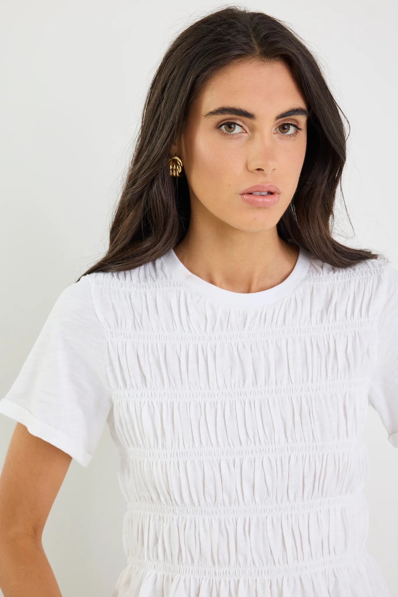 Neat Shirred Detail SS Tee - Salt & Sand Clothing