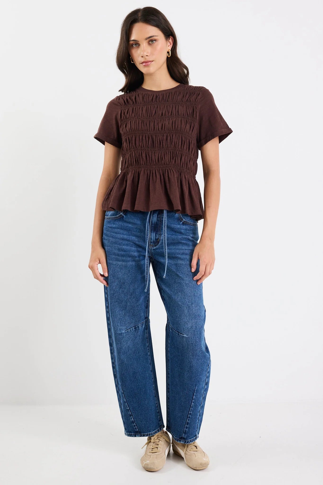 Neat Shirred Detail SS Tee - Salt & Sand Clothing