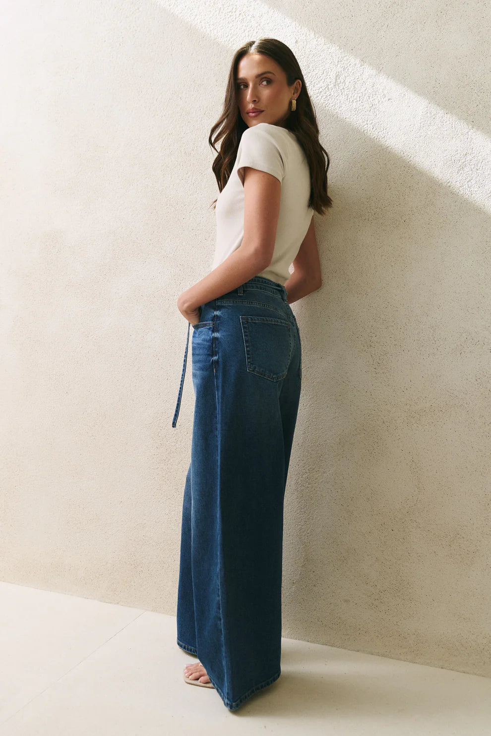 College Wide Leg Tie Belt Jean - Salt & Sand Clothing