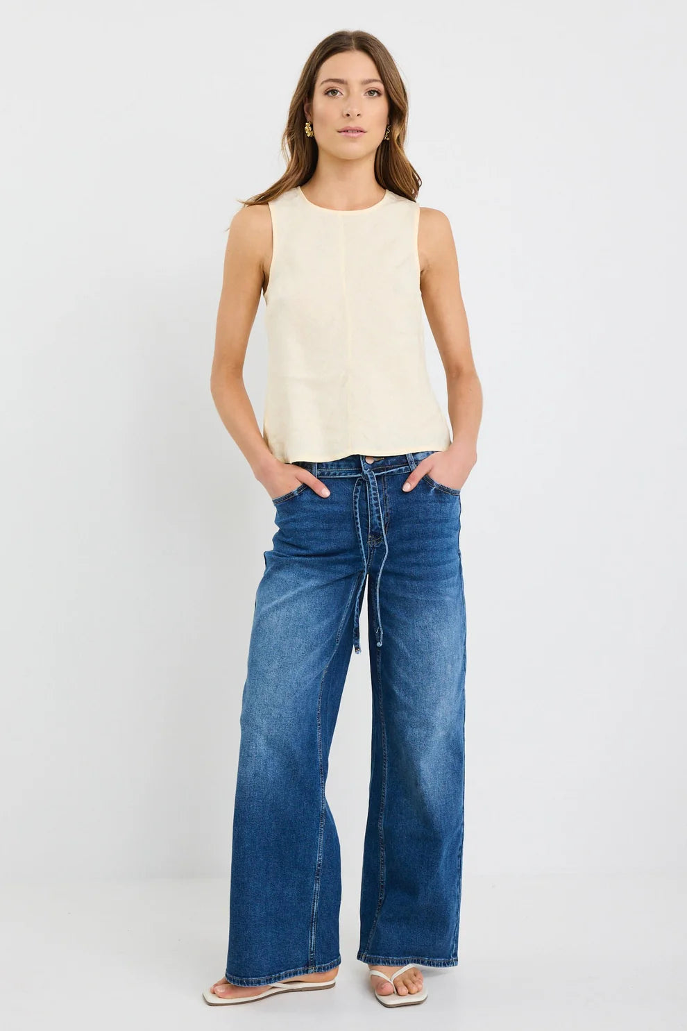 College Wide Leg Tie Belt Jean - Salt & Sand Clothing