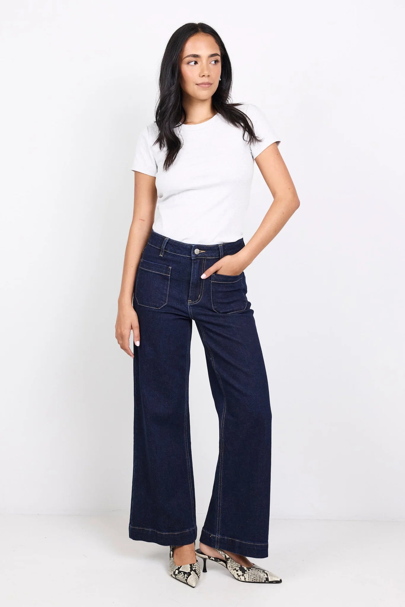 Zoey PETITE High Rise Wide Leg Pocket Jean