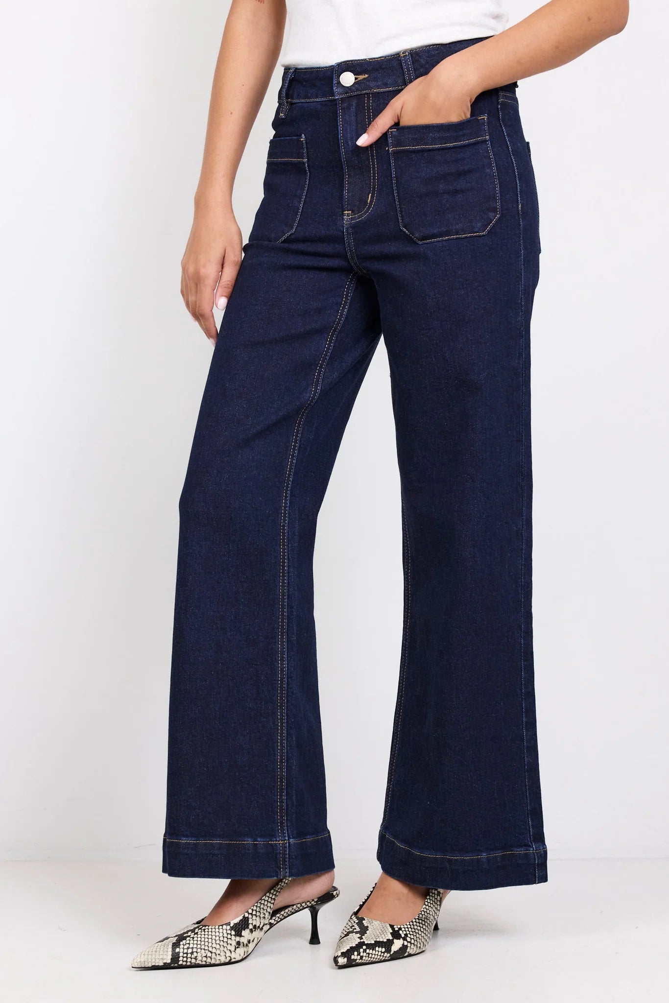 Zoey PETITE High Rise Wide Leg Pocket Jean