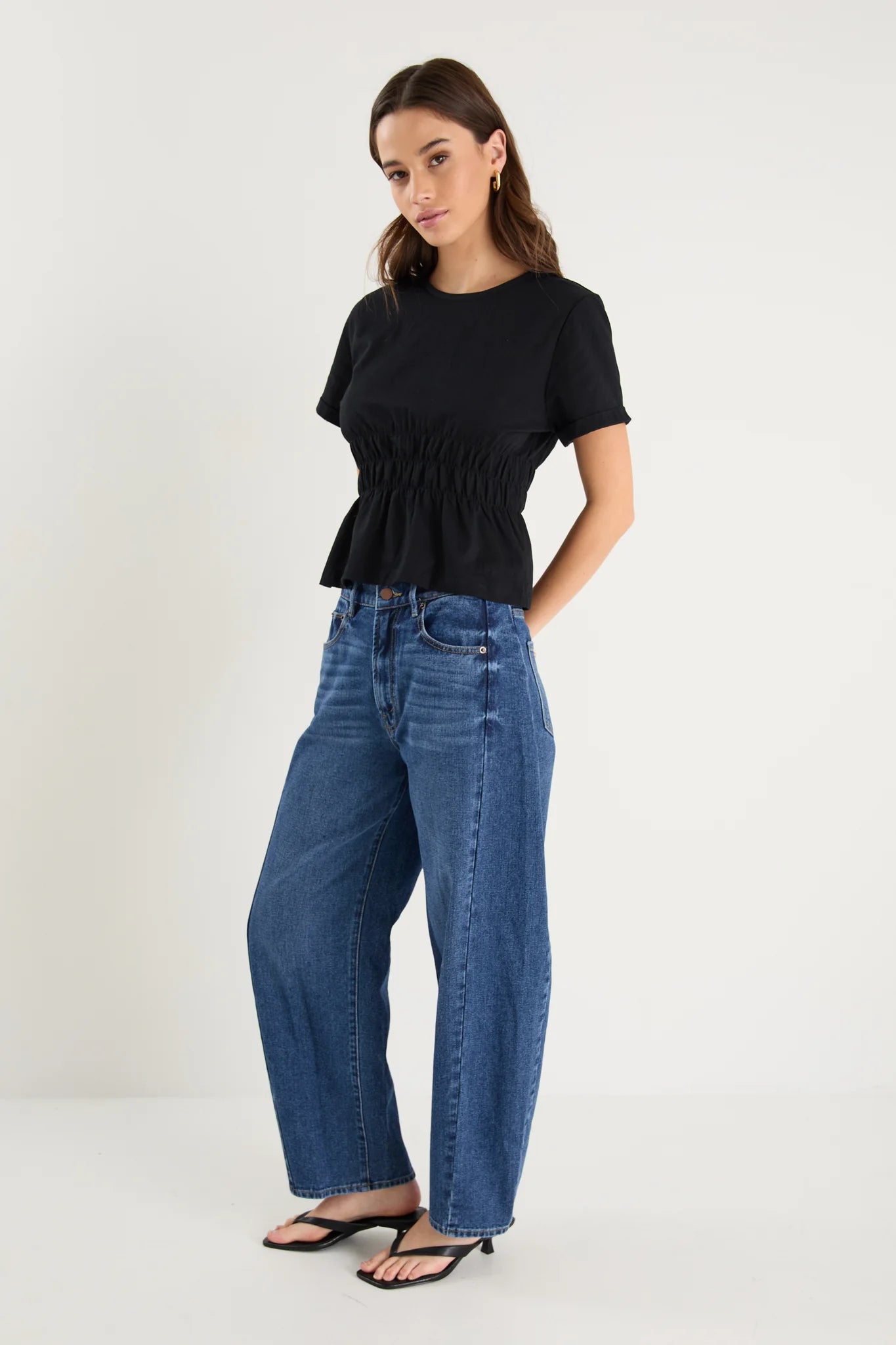 Svelte Shirred Detail SS Tee - Salt & Sand Clothing