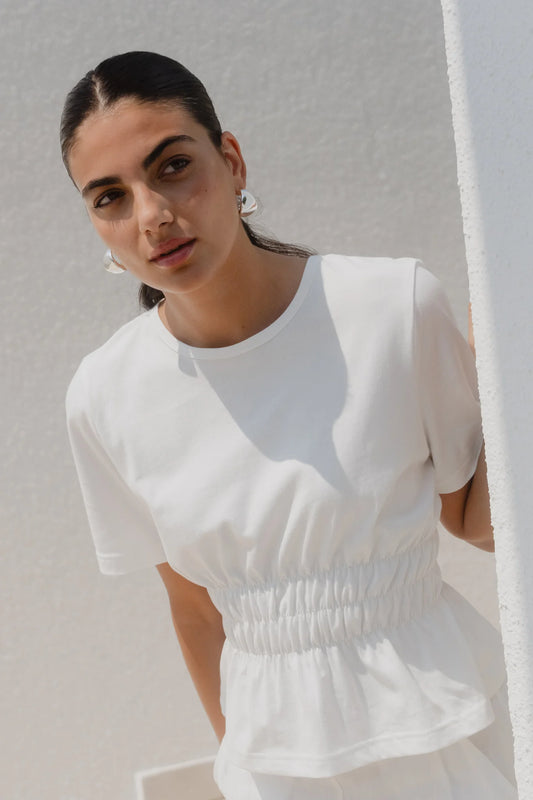 Svelte Shirred Detail SS Tee