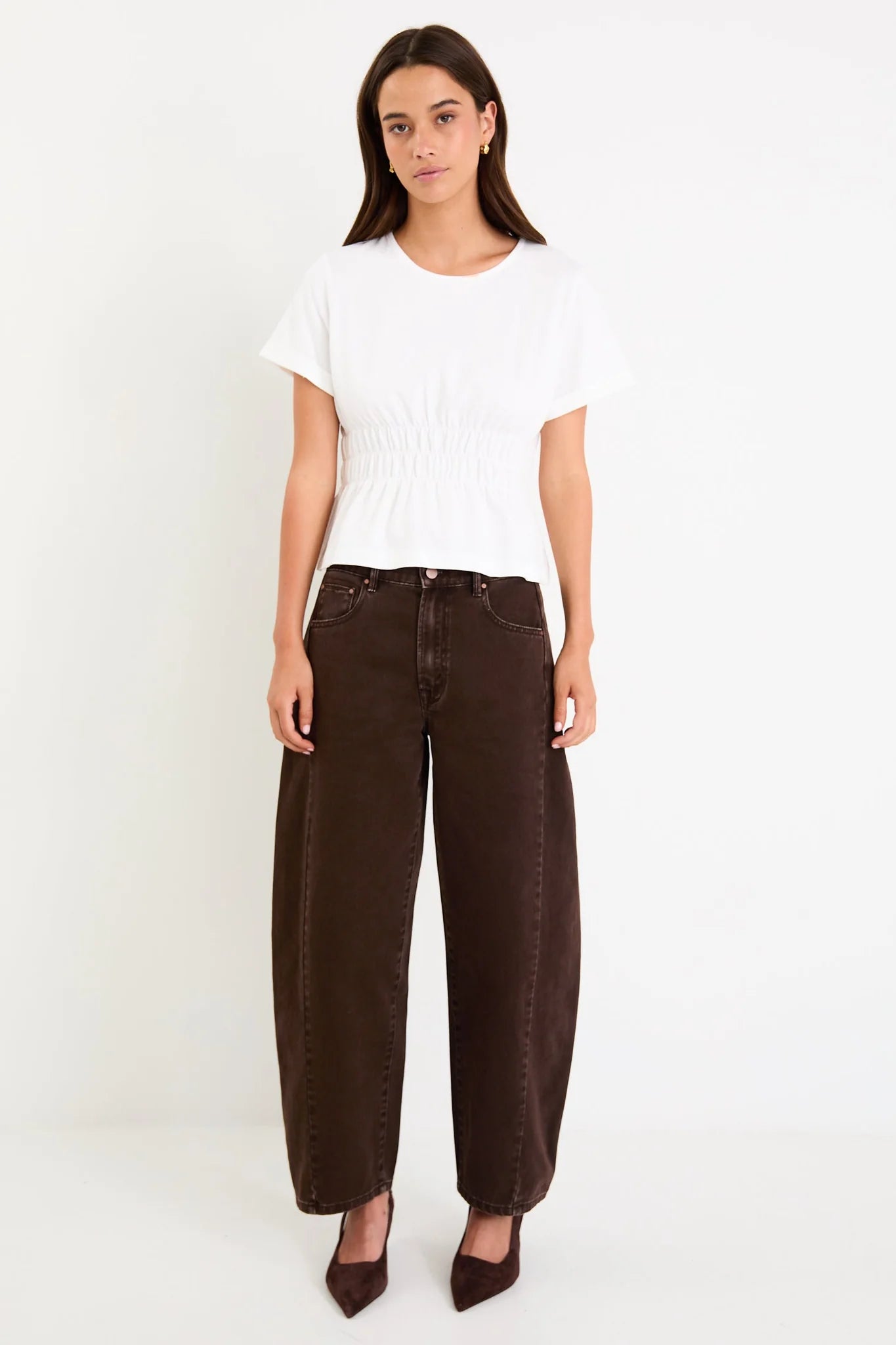 Svelte Shirred Detail SS Tee - Salt & Sand Clothing