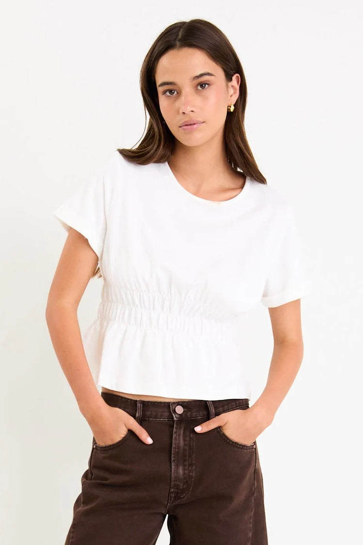 Svelte Shirred Detail SS Tee - Salt & Sand Clothing