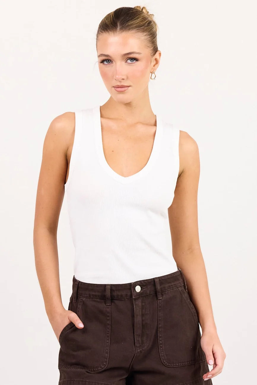 Vale V Neck Rib Tank - Salt & Sand Clothing