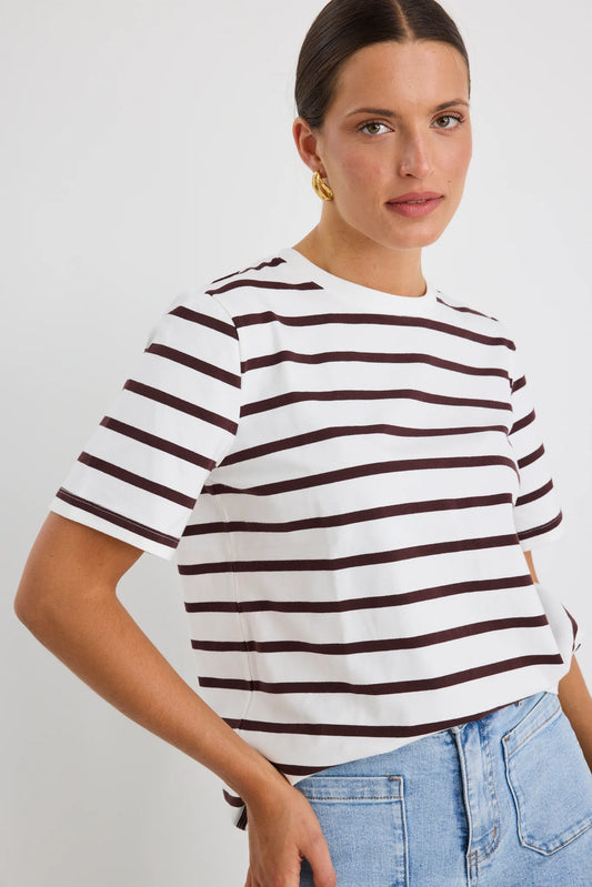 Binding Stripe Boxy Fit Tee - Salt & Sand Clothing